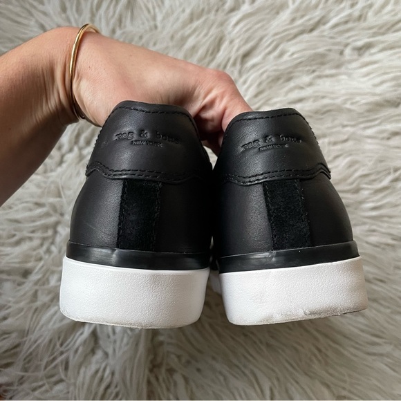 Rag & Bone Women’s Rb Army Black Low Top Lace Up Leather Sneakers EUC Size 39 - Picture 6 of 10